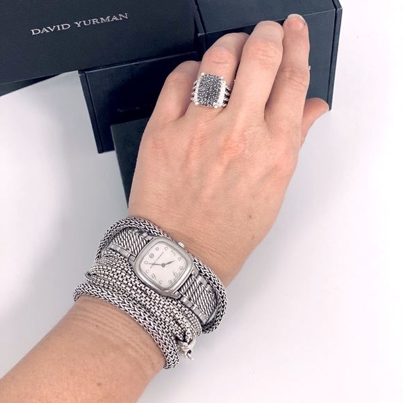 16x12mm David Yurman Medium Wheaton Ring with Black & Brilliant Pave Diamonds - Picture 4 of 6